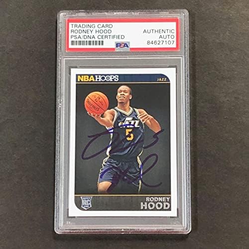 2014-15 НБА -обрачи 280 Родни Худ потпишан картичка ПСА Плачид RC Jazz - Кошаркарски плочи со автограми со карти за кошарка