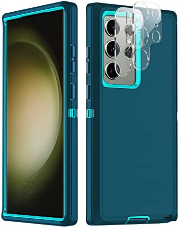 I-HONVA За Samsung Galaxy S23 Ултра Случај со 2 Пакет Заштитник На Објективот На Фотоапаратот Тежок Отпорен На Удари 3-Слој Заштита