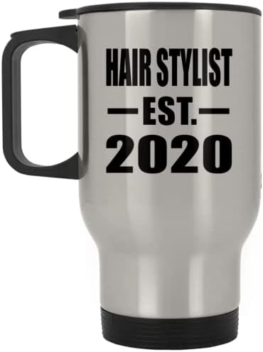 DesignSify Stistist за коса воспоставен EST. 2020 година, Клугла за сребро патување 14oz Изолиран од не'рѓосувачки челик, подароци за роденденски годишнини Божиќ Божиќни татковци