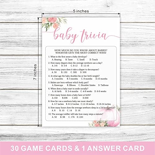 30 Тиква Тематските Бебе Туш Игра Картички Со Картичка Одговор, Бебе Тривијални двострани - (BABYYX-017)