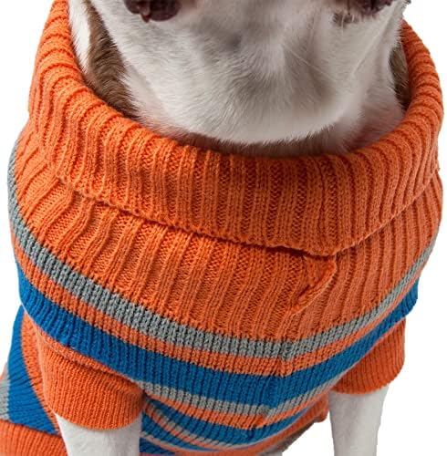 Petивотен џемпер за домашни миленици ® Шарена миленичиња - Дизајнер тежок кабел плетен џемпер со кучиња со вратот на желка - зимска облека