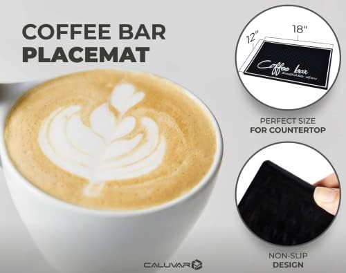 Подигнете ја вашата игра за кафе со крајната кафе -лента за кафе за countertop - докажано од истурање, големи 18 x 12 - Заштитете го