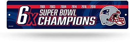 Rico Industries NFL New England Patriots - 6x Champ Plastic Street Sign - Home Décor - Wallиден знак