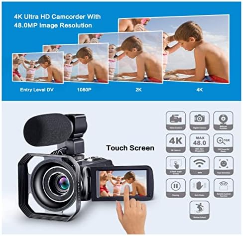 4k Дигитална Камера ЗА Влогирање 48mp HD Видео Камера Wit Со Фотографија На Екран На Допир На Микрофон