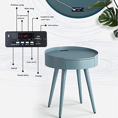 Преносен крајна табела со Asquar Bluetooth звучник со USB за полнење и далечински управувач, FM радио за спална соба, дневна соба, канцеларија, отворено, светло сина боја