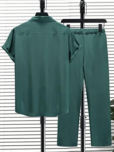 Ојоангл машки 2 парчиња каузални облеки со кратки ракави на блузи врвот и панталони поставени тренерки