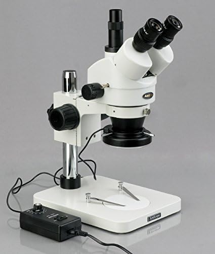 Amscope SM-1TSX-144 Професионален Тринокуларен Стерео Зум Микроскоп, WH10x Окулари, 3.5 X-45X Зголемување, 0.7 X-4.5 X Зум Цел,