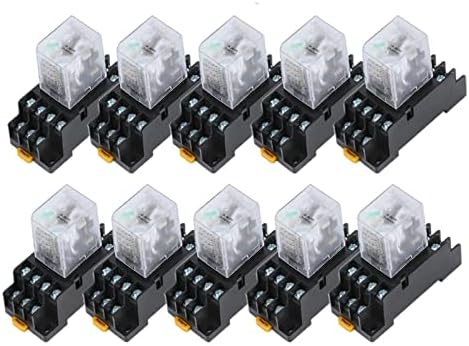 Hifasi 10pcs my4nj matchertdc 12v 24v 36v 48v 110V 220V 380V калем 5A 4NO 4NC Power Relay DIN Rail 14 Pin Time Relay со приклучок за