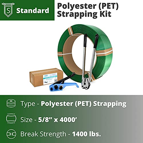 IDL пакување - ПЕТ -Б -58 5/8 Комплет за полиестер за ленти, стандард - сè што треба да залепите палета
