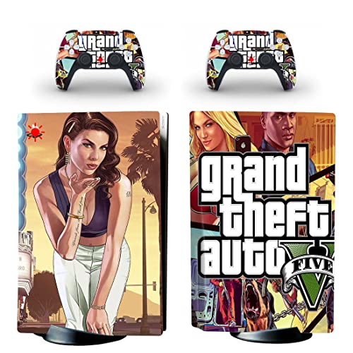 За PS5 Disc - Game Grand GTA Theft и Auto PS4 или PS5 налепница за кожа за PlayStation 4 или 5 конзола и контролори Декал Винил ДУЦ -5900