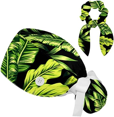 Тропски растенија Беспрекорна шема Прилагодливо работно капаче со лак за коса, буфантна капа со копчиња
