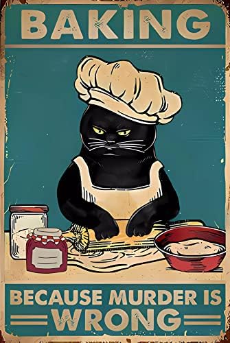 Гроздобер знак за печење знак затоа што убиството е погрешно црна мачка метална постер знаци wallид украс домашен wallид уметност