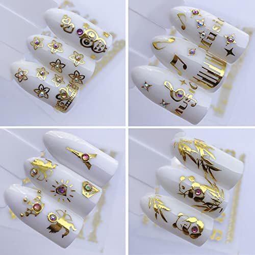 30 листови налепници за уметност со злато нокти, холографски цвеќиња лисја пеперутка чипка чипка нокти декорации 3Д-нокти само-лепете