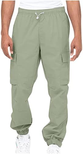 Машки карго -џогер панталони класични опуштени затегнати панталони за џогирање со долги спортови за теретани за теретани со џебови со
