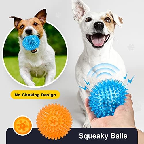Витвер 8 бои 2,5 ”пискави топки за играчки за кучиња за мали средни кучиња, играчки за џвакање на кученца за заби, шилести топчиња