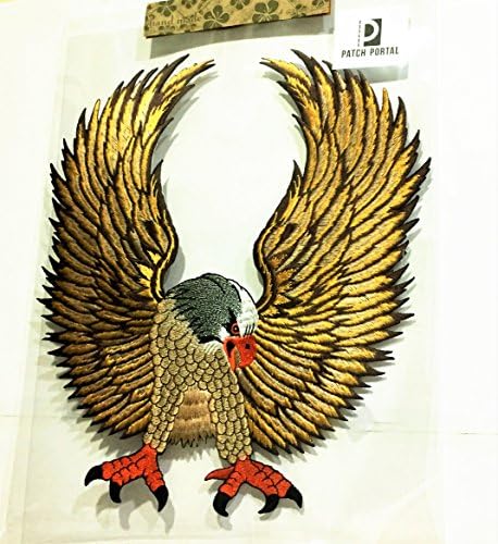 Портал за лепенка Американски ќелав орел велосипедист лепенка 11 инчи XXL Голем грб Амблем Патриотски птици крилја везено железо