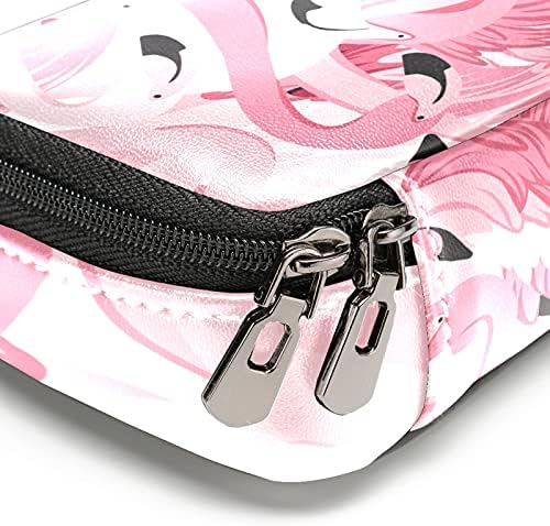 Пинк Фламингос образец кожен молив со молив, торба со пенкало со двојна вреќа за чување торби за канцелариски торби за училишна