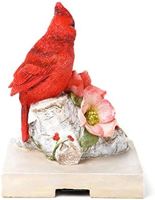 Удобен час 6 Полирезин кардинална птица на врвот на багажникот со цвеќиња за порибување со метална кука за Божиќна декорација, десен