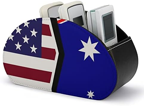 Држач за далечински управувач на ТВ со знаме на Соединетите држави и Австралија со 5 оддели ПУ Организатор за складирање на кожни