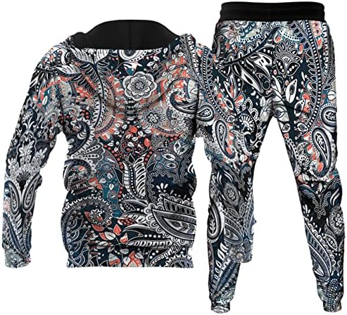 Urvip unisex 3D печатена paisley pattern casual Hoodie две парчиња за возрасни tracksuits sweatshirts joggers sutpants set