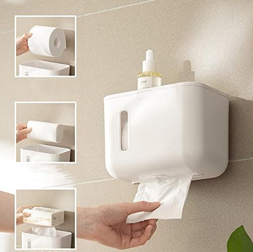Држач за хартија за хартија fxbza, држач за тоалети, монтирање на тоалетот, држач за ролна, без дупчење на wallидна кујна додаток за бања -Вајт