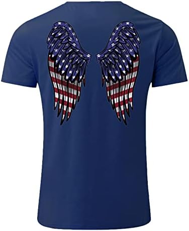 XXBR 4-ти јули маички со кратки ракави за мажи, летни американски крилја со знаме печати тенок вклопат патриотски случајни основни врвови