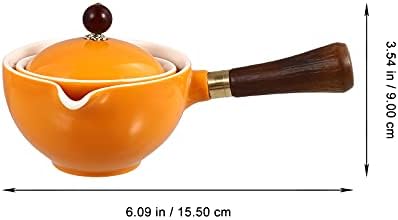Филтер за кафе Doitool Кинески керамички чајник 360 ° Страна истурете чај сад за домаќинство филтер за чај чај грнчарски котел со чај со дрвена