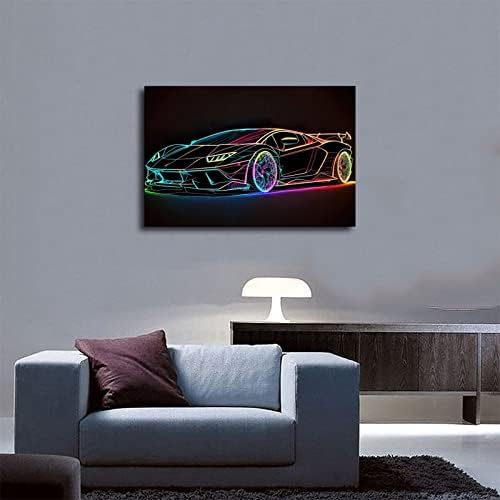 Superвездички постери wallsидови платно тркачки автомобил гроздобер постери wallидна уметност за момчиња банер за гаража за гаража во спална