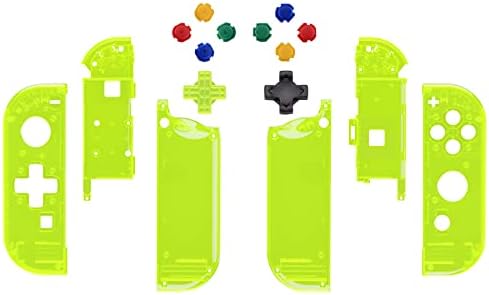 Extremerate Clear Lime Green Greenојкон рачен контролер куќиште со шарени копчиња, кутија за замена на DIY за замена за Nintendo Switch oyо