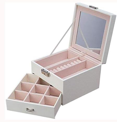 КУТИЈА ЗА Складирање Кутии ЗА Накит XJJZS,Кутија За Складирање Накит, Кутија За Складирање Кутија За Накит Големо Огледало И 2 Слоја
