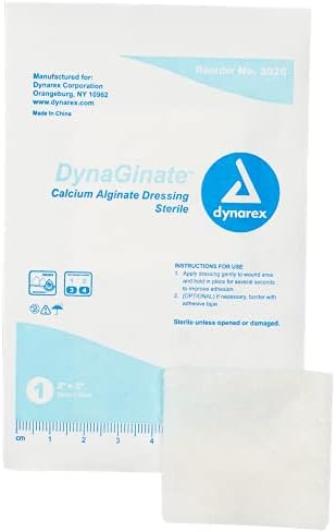 Dynarex Dynaginate Calium Alginate Rone Protice - стерилни, нелепливи тематски влошки за рани - апсорбирачки гелови закрпи за умерено до високо издвојување - за медицинска и домашна упот?