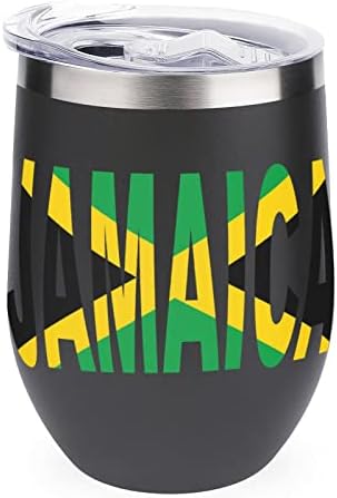 Јамајка Знаме Нерѓосувачки Челик Вино Тамблери 12 Мл Изолирани Кафе Кригла Двојно Ѕид Пијалок Чаша Со Капак