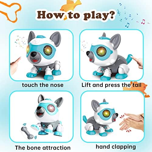 Хаојуан Робот Куче Играчки За Деца, САМОСТОЈНА Електроника Домашно Милениче Куче Со Коска, Едукативни Интерактивни Играчки за