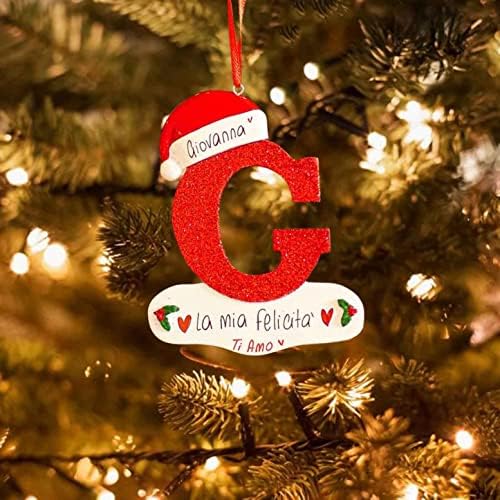 Орнаменти на новогодишни елки, персонализирани DIY Божиќ 26 букви украси подароци Божиќ дрво виси приврзоци силиконски занаети Рачно изработени