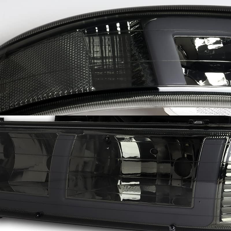 Driftx Перформанси, 4PCS LED Drl Chrome Домување Фарови + Браник Светла компатибилен со 1999-2006 Chevrolet, Чад Леќа w/Јасни Рефлектори