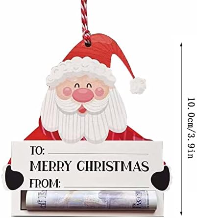 Божиќен паричник што виси дрвена Божиќна паричник Декорација уникатни пари за одмор и Божиќна картичка и картичка за подароци