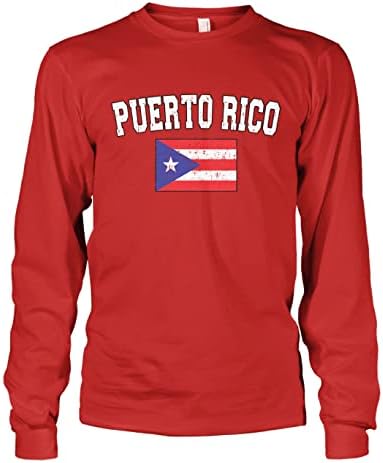 Машко Избледено Потресено Знаме На Порторико Маица Со Долги Ракави