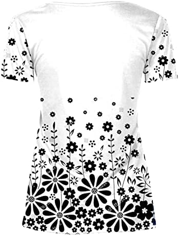 Летни цветни кошули за жени со чипка од чипка кратки ракави против вратот Туника врвови облечени обични лабави маички кошули
