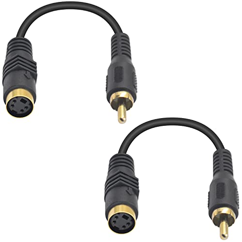 Poyiccot S-Video to RCA кабел, 2-пакет SIDE MINI DIN 4 PIN FEMALE TO RCA MALE AV Stereo Extension Cable, S Video To Composite Video Adapter