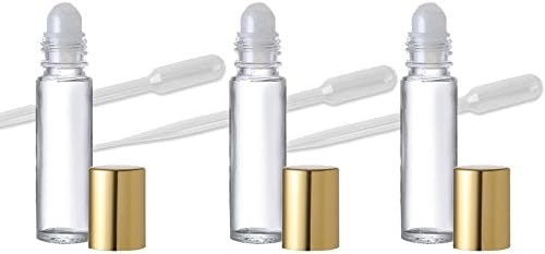 Гранд парфими 18 се тркалаат на ароматерапија есенцијално масло стакло шишиња со златен врв .33 мл одлично за сјај за усни, мелем за усни исто