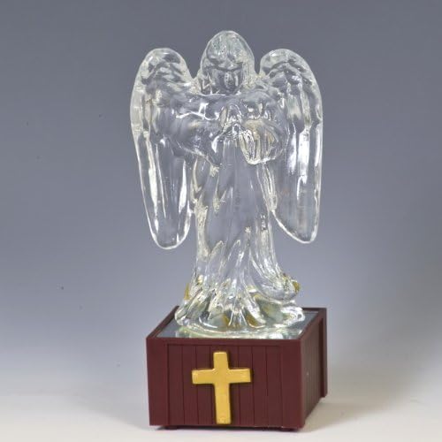 Чиста статуа на цврста стакло ангел со музичка кутија и светлина