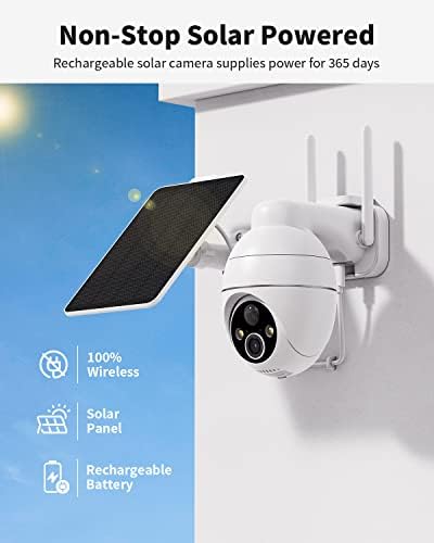 Безбедносни камери TkenPro 2K безжични отворени со ултра HD Spotlight Color Night Vision, соларна безбедносна камера на отворено со PIR Detection,