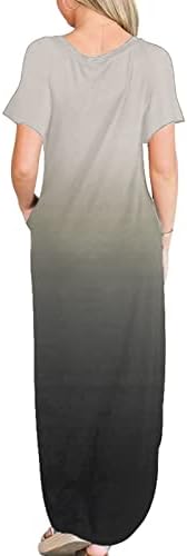 Maxенски макси градиентски сундес обичен лабава лабава сандерс долга фустан без ракави разделени макси цветни фустани летен фустан