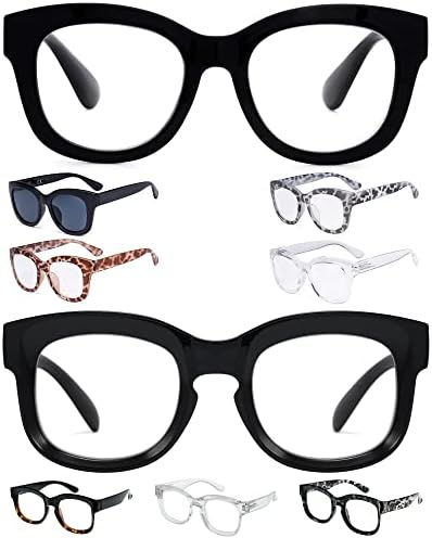 Очен пипер Заштедете 10% на 5 Пакувања Жени Ретро Преголеми Очила за Читање и 4 Пакети Преголеми Читатели +1.00