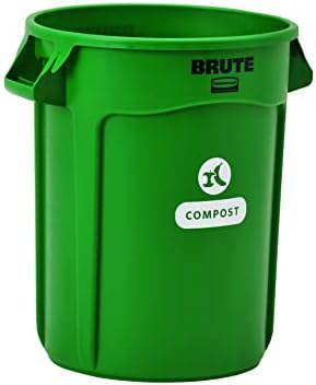 Rubbermaide Commercial Products Vented Brute Compost Bin/Man Con, 32-галон, зелена, за кујна/затворена/надворешна употреба,