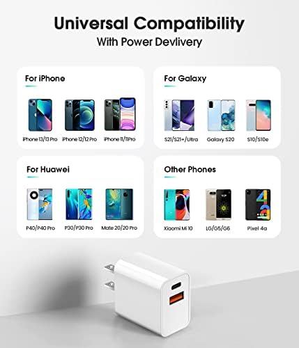 USB C полнач, Apple Watch SE Charger, 2pack Type C Adapter за брзо полнење, 20W USB C Charger Walls Charger, Dual Port Block Cube Cube