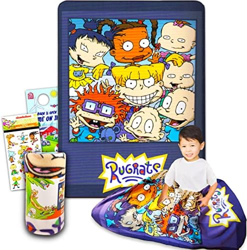 Nick Shop Nickelodeon Rugrats Fleece Blacket Set - пакет за декор на спална соба Ругатс со налепници и повеќе за деца деца деца