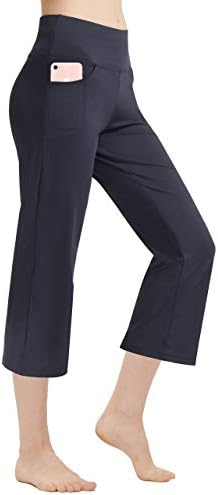Зеронски женски јога капри панталони со џебови од распрснување
