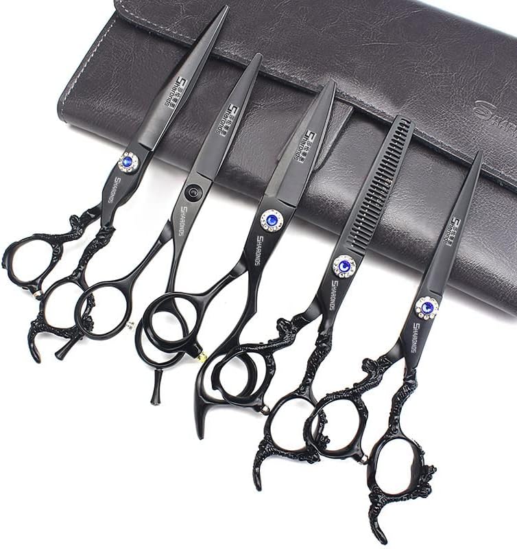 6+7 инчен стилист за коса берберски ножици црна плоча змеј 440С фризерски ножици за сечење+ножици за разредување