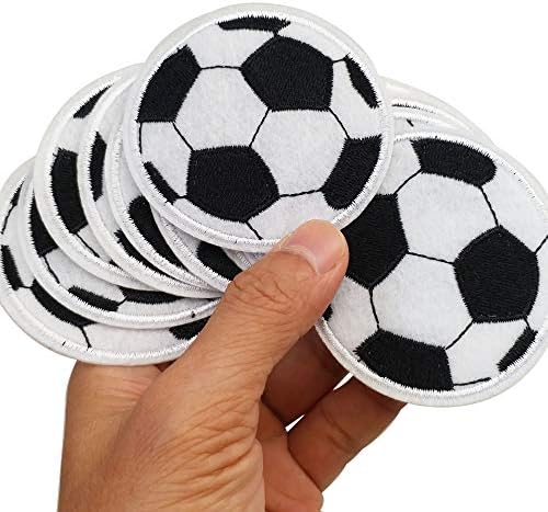 2,6 x2.7 12 парчиња фудбалско спортско железо на шиење на крпа извезени закрпи Апликации машини за везење игла за шиење на игли за шиење DIY